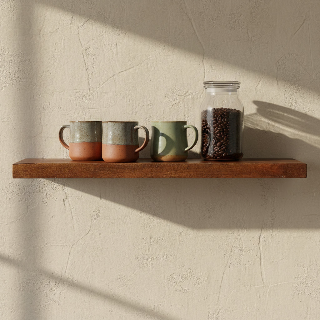 Factory zwevende wandplank bruin FSC-gerecycled hout 80 cm