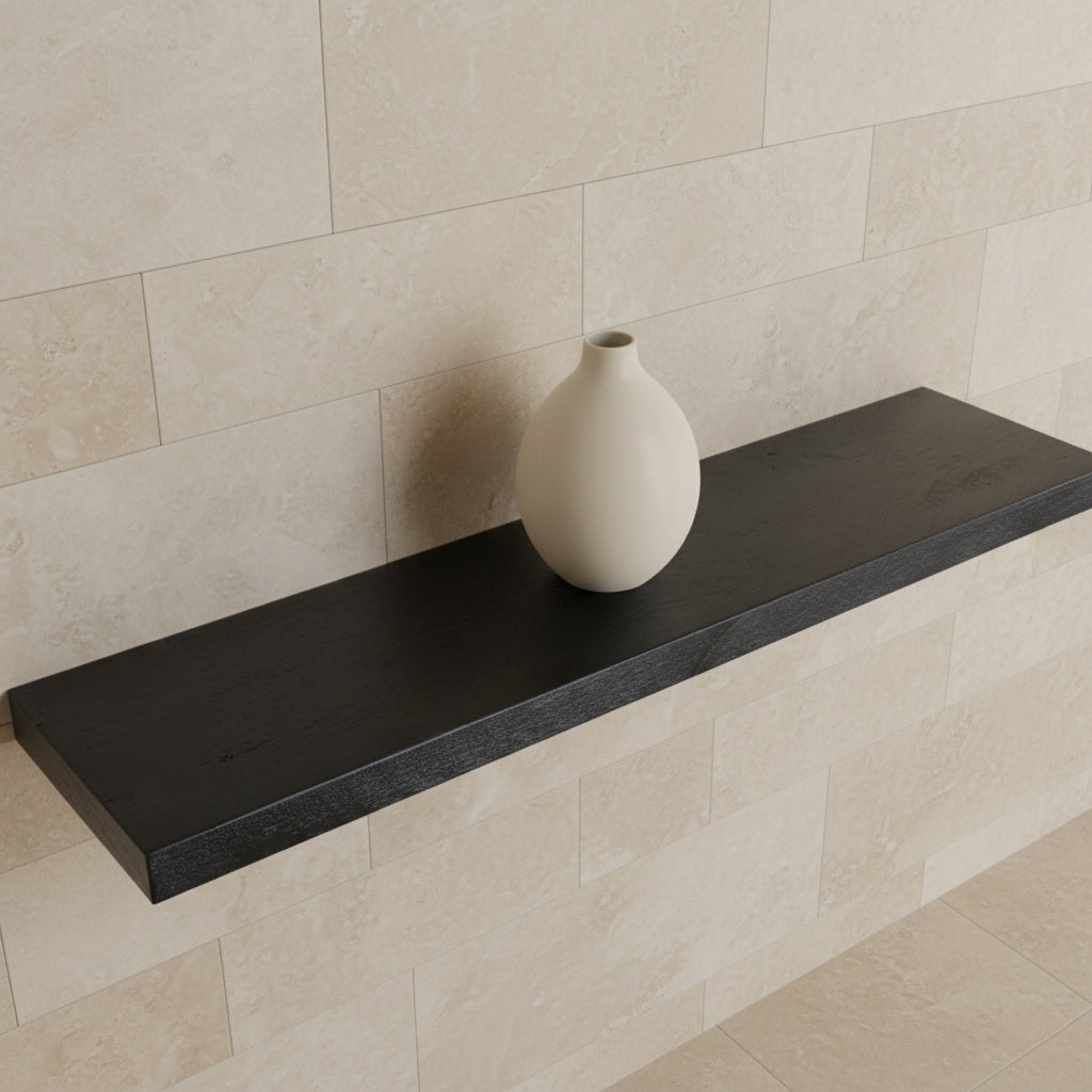 Factory zwevende wandplank zwart FSC-gerecycled hout 80 cm