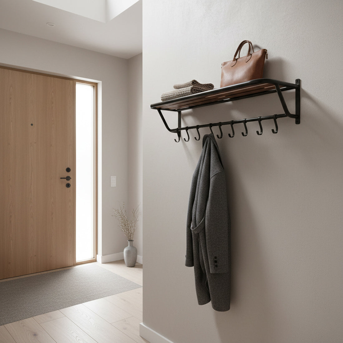 Factory wandkapstok met hoedenplank FSC-gerecycled hout 84 cm