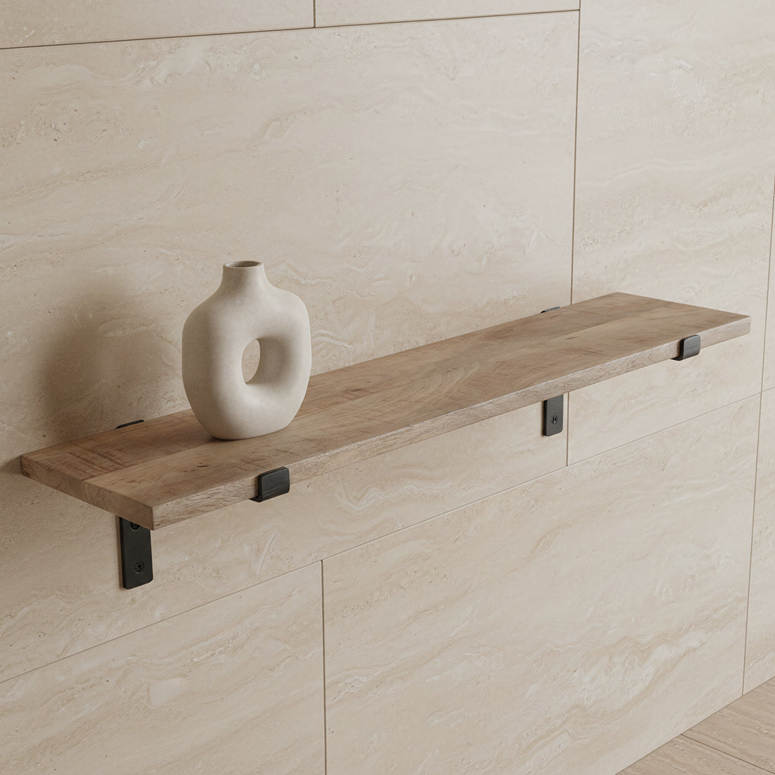 Mangohouten wandplank naturel 80 cm