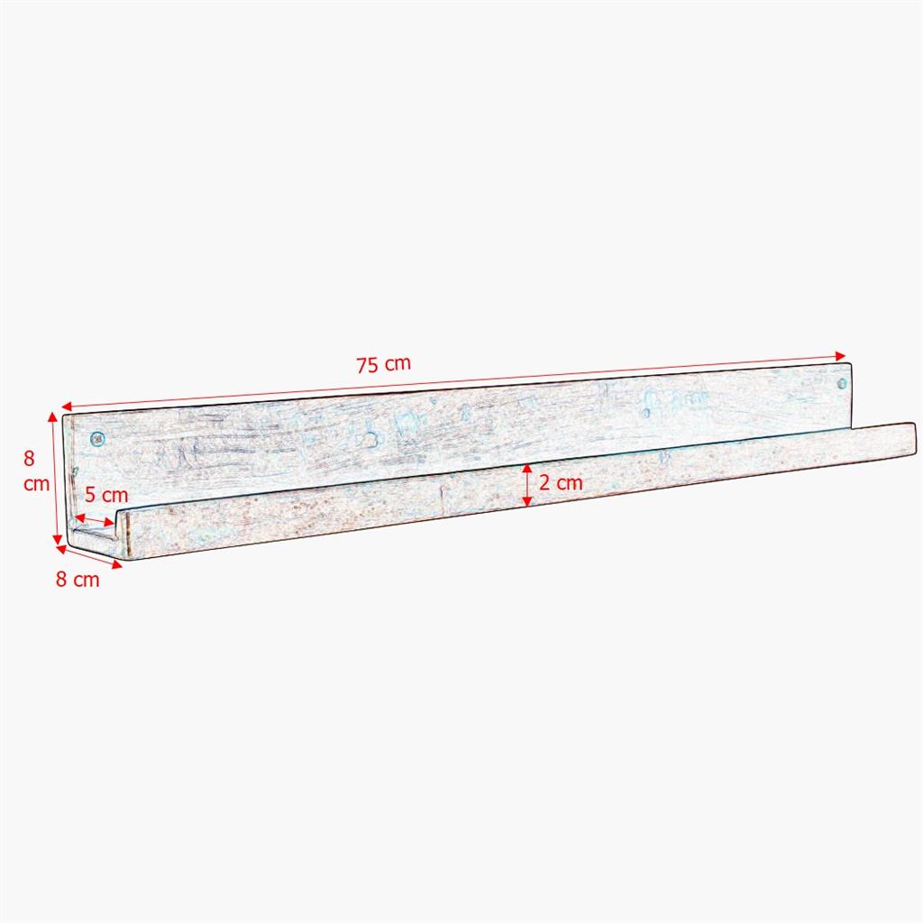 Mangohouten wandplank naturel 75 cm
