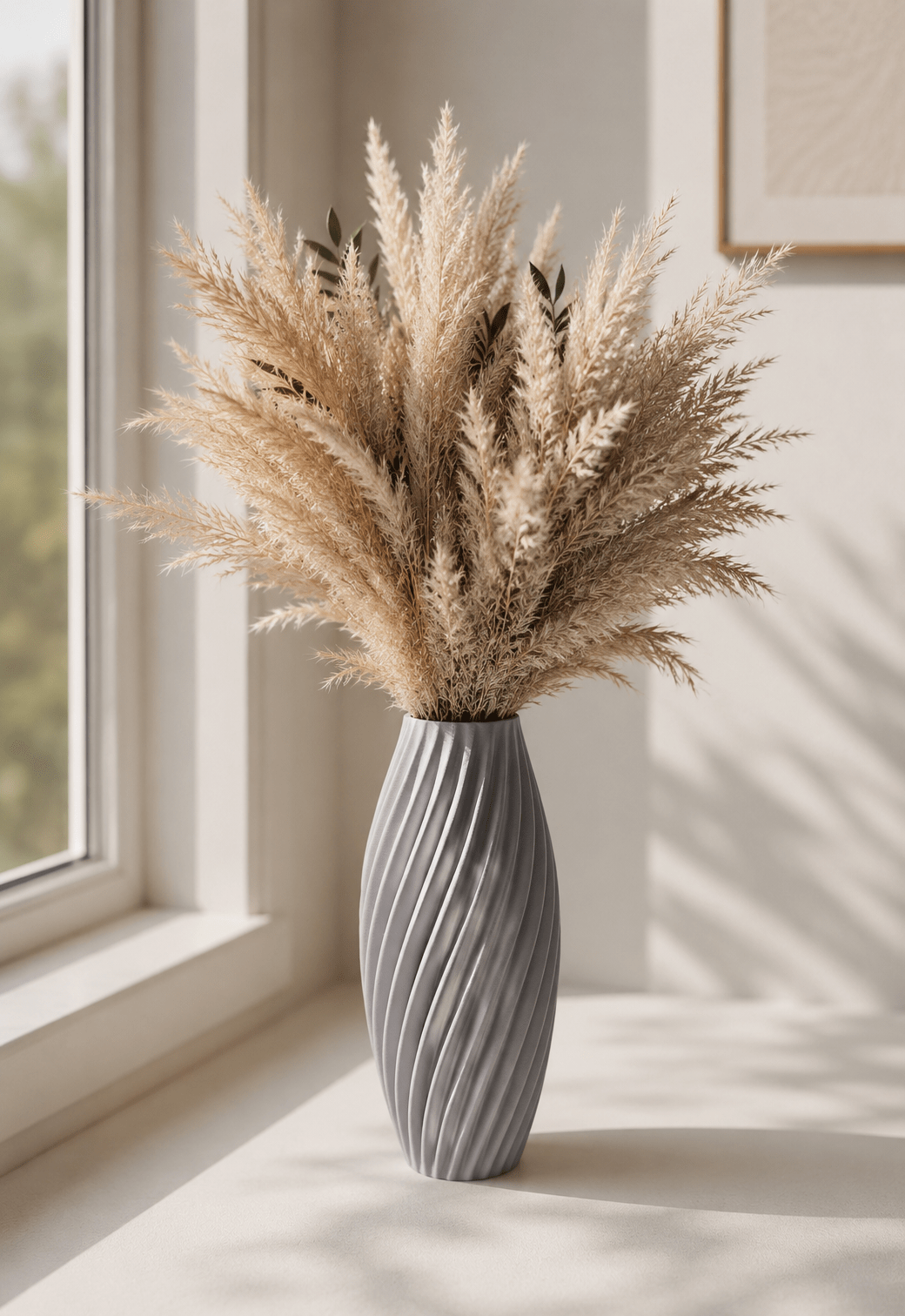Pampas vaas gedraaid design 20 cm
