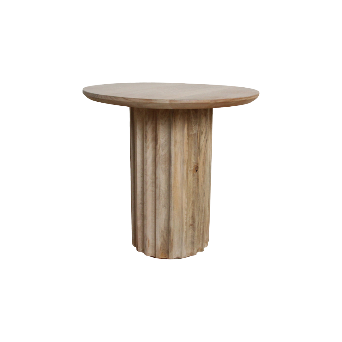 Bullnose mangohouten bijzettafel geribbelde poot Ø50-55 cm