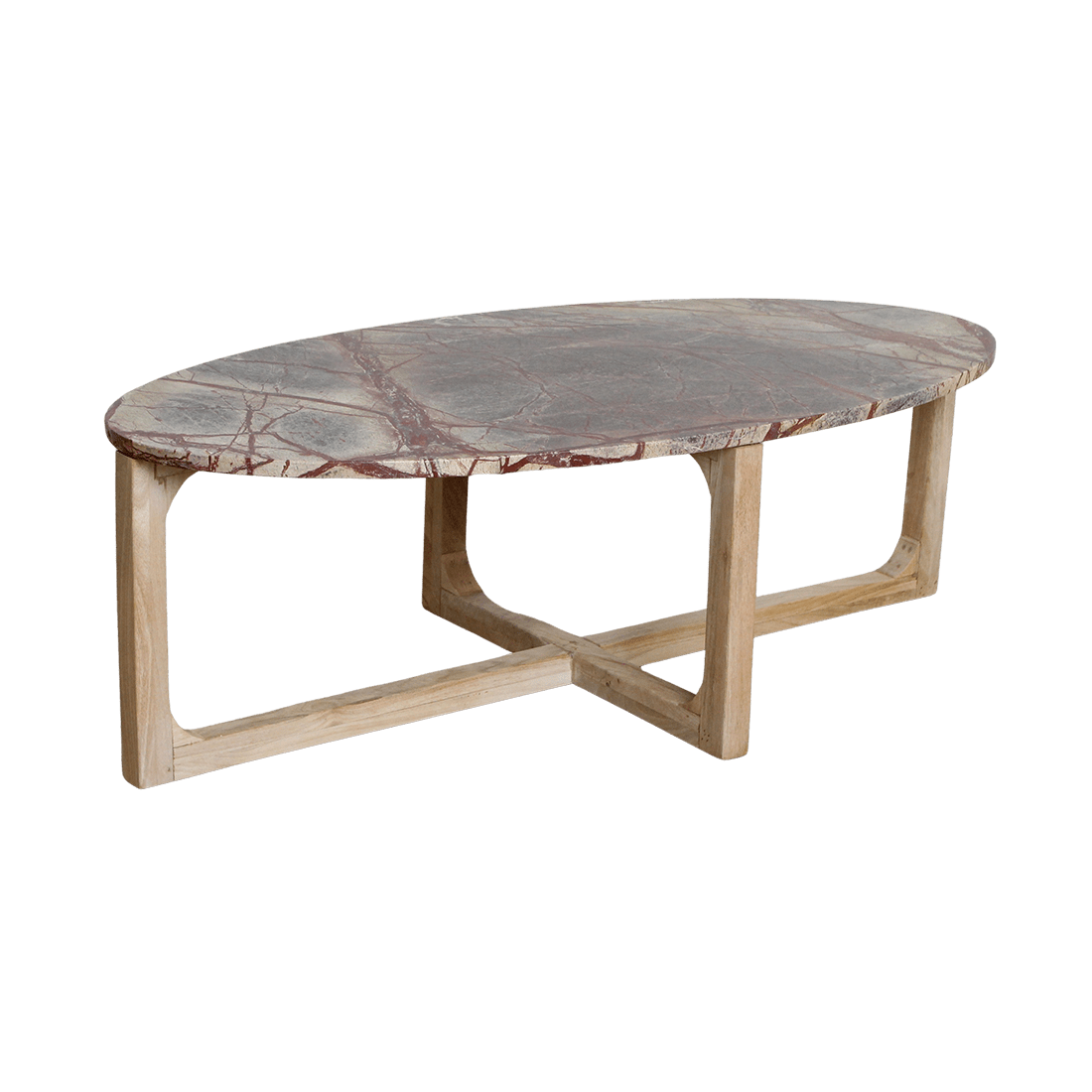 Créme marmeren salontafel ovaal 120x60 cm