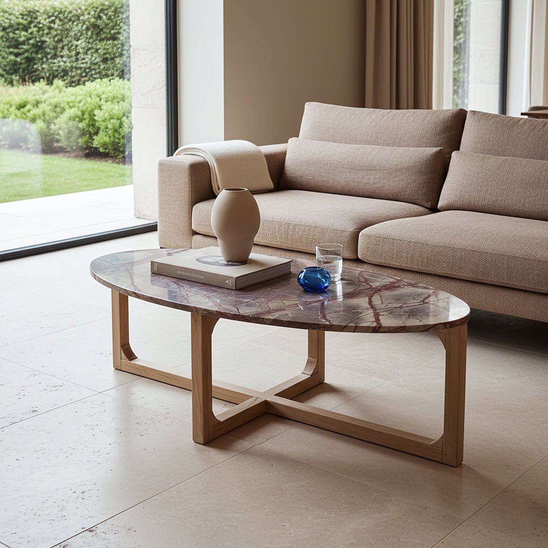 Bizar marmeren salontafel ovaal 120x60 cm