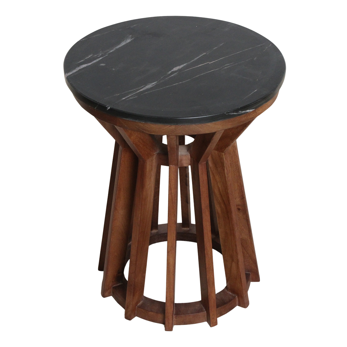Sabah marmeren bijzettafel zwart Ø40 cm