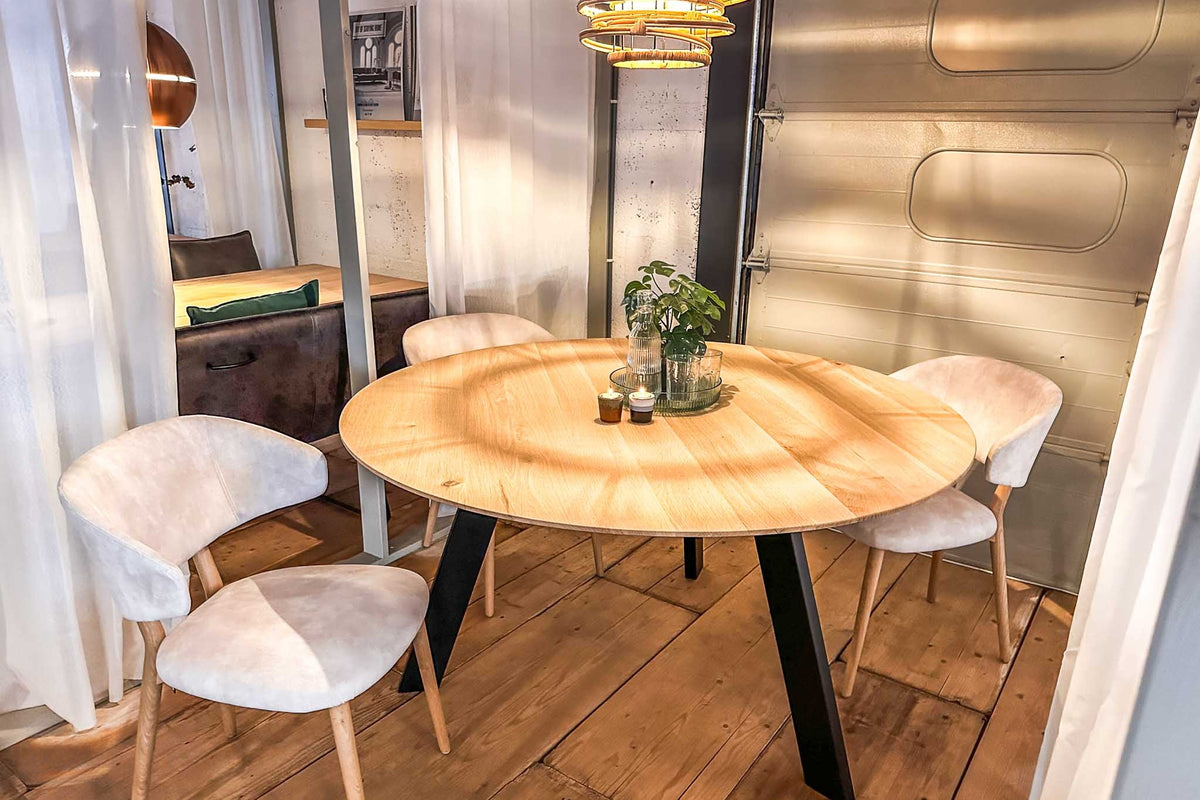 Fabio ronde eettafel massief hout Ø120-180 cm