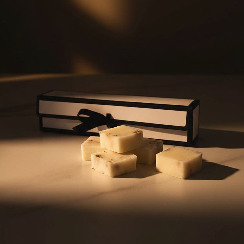 Amber Élégance Wax Melts Giftbox – 150g met Gouden Deeltjes