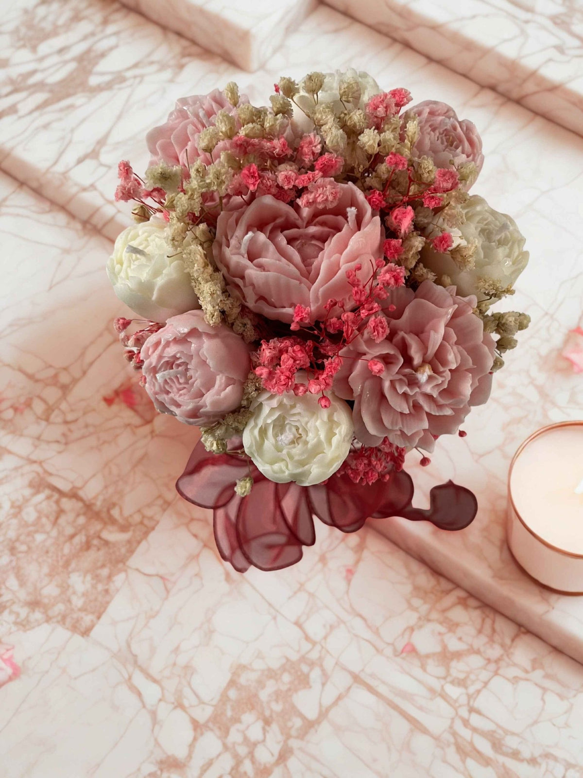 Bouquet Bloemen geurkaarsen van eco soy wax met geuren geïnspireerd op iconische parfums
