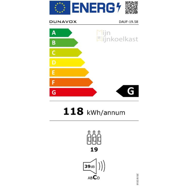 Wijnkoelkast verkrijgbaar in zwart, matzwart, rvs en elke ral kleur. Elegant design, led verlichting en geschikt voor 19 flessen.