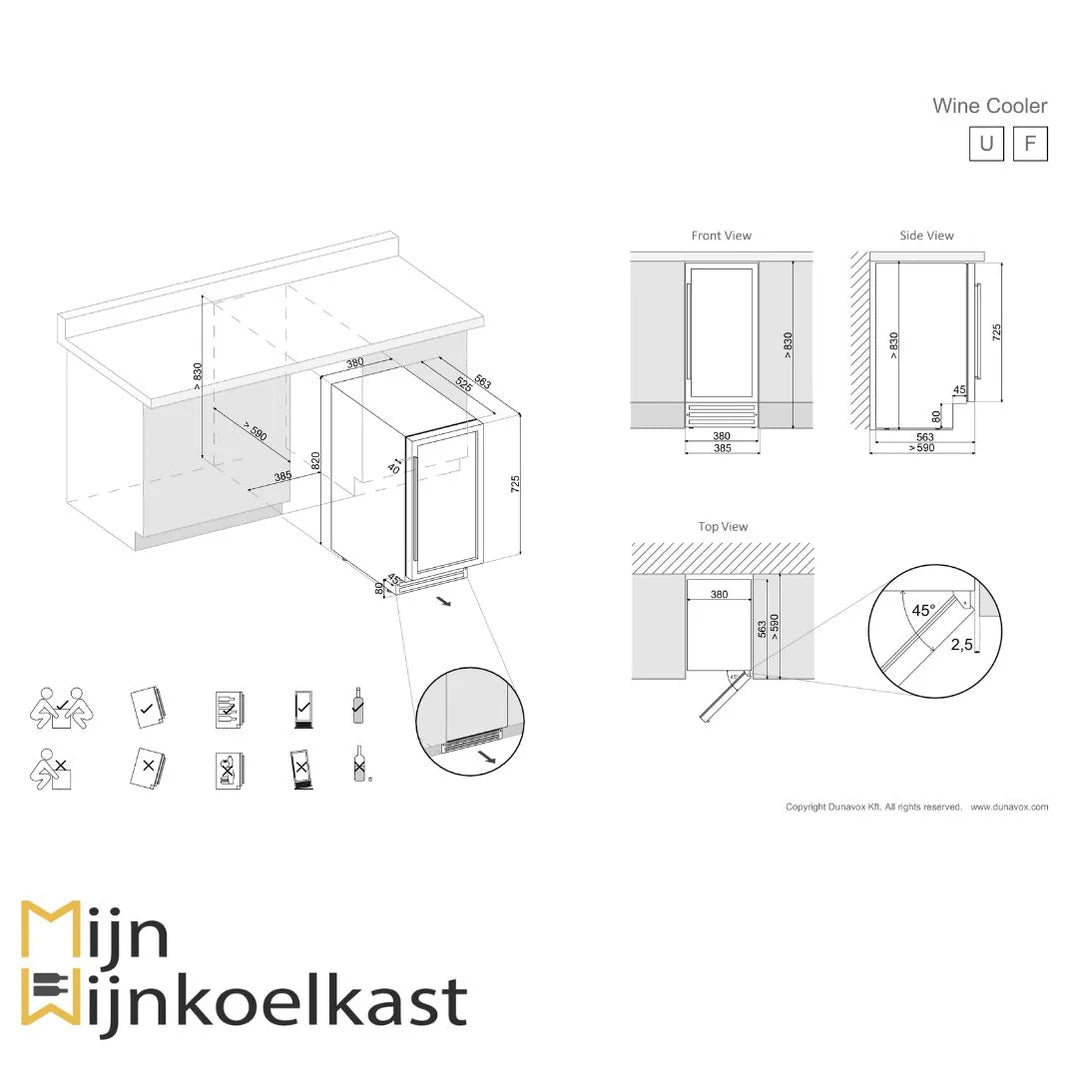Flow 32D wijnklimaatkast DAUF-32.78D 38 cm
