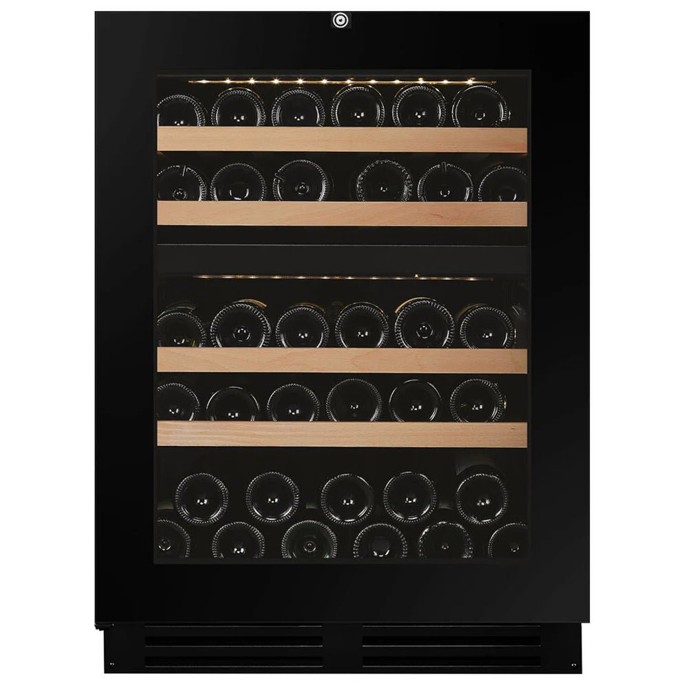 Stille wijnklimaatkast met mogelijkheid tot eigen paneel. Met Push-to-open technologie, multi-LED verlichting en dubbele temperatuurzones.