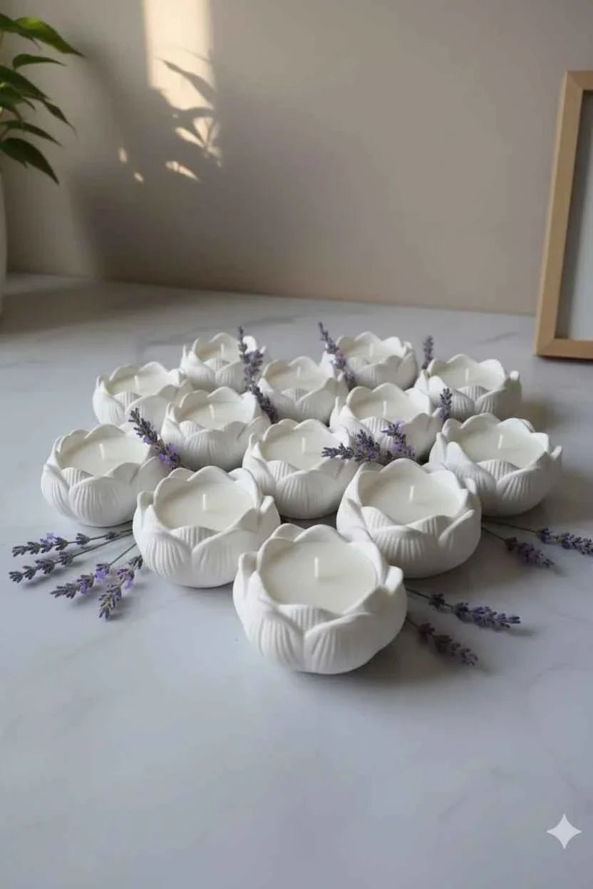 Handgemaakte Lavendel Droom geurkaars met floraal ontwerp en langdurige brandtijd