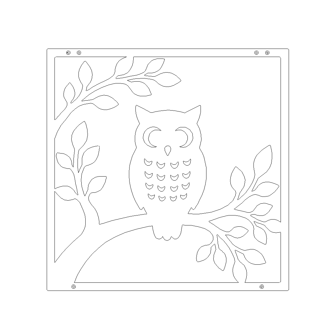 Owl stalen wanddecoratie 45x45 cm