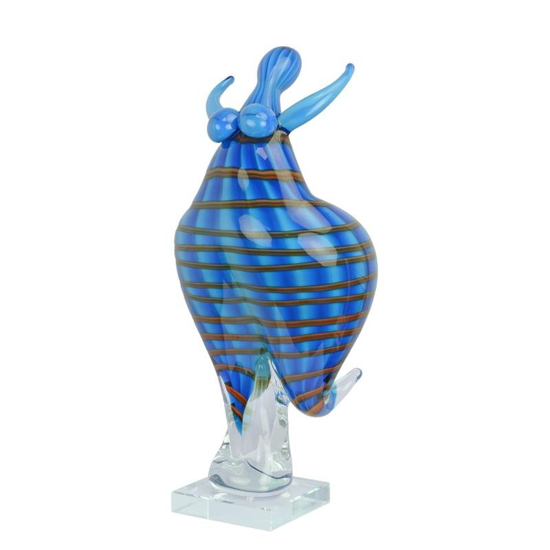 Danseres glazen beeld murano-stijl blauw 40 cm