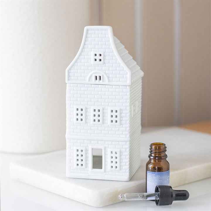 White Nordic House Oil Burner & Wax Warmer – Keramische Aromabrander voor Geuroliën & Waxmelts