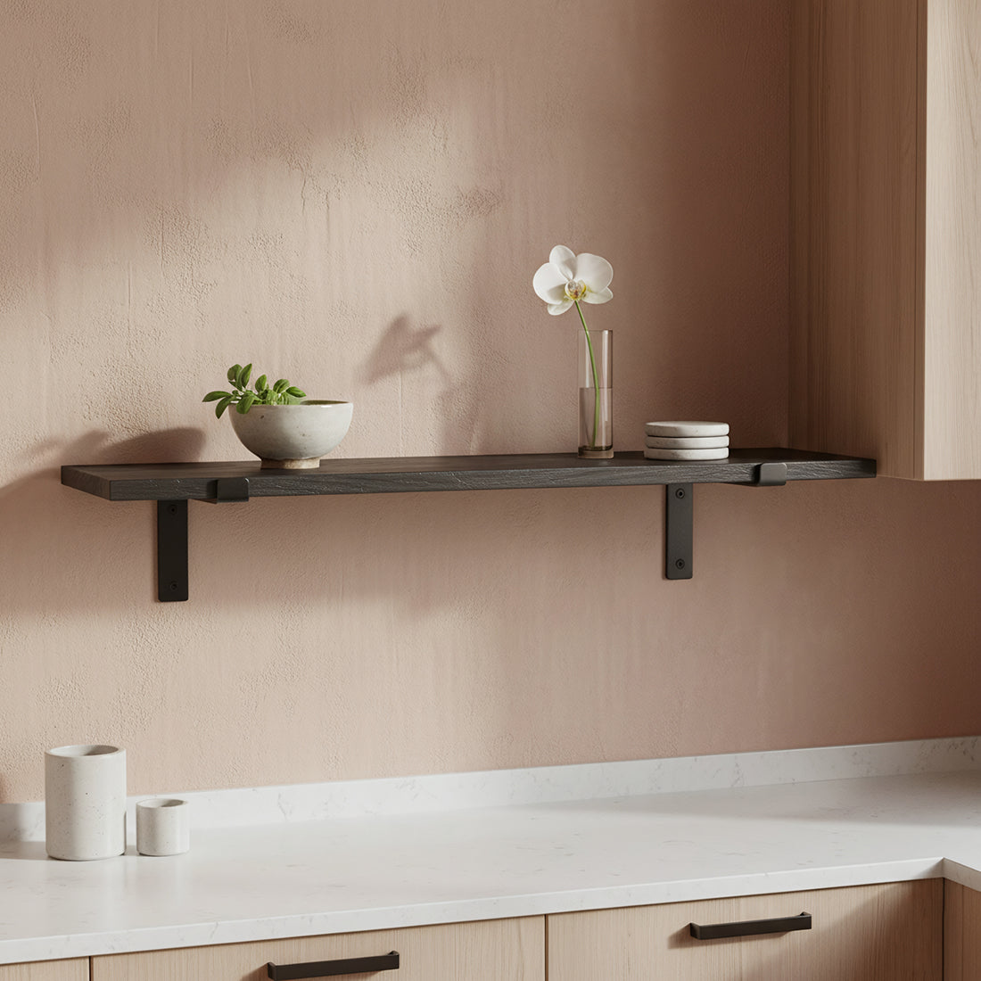 Factory wandplank zwart FSC-gerecycled hout 80 cm