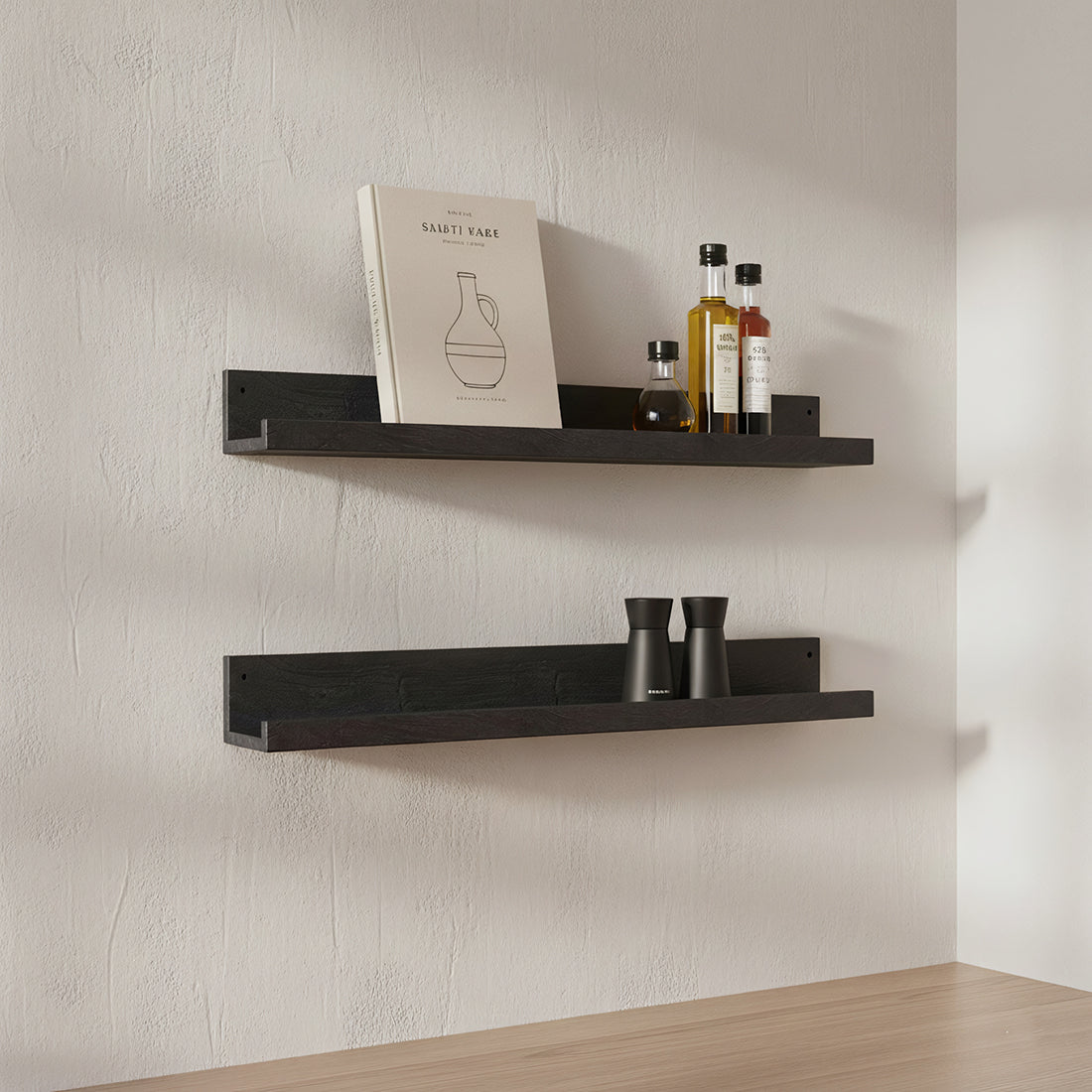 Factory wandplank zwart FSC-gerecycled hout 75 cm
