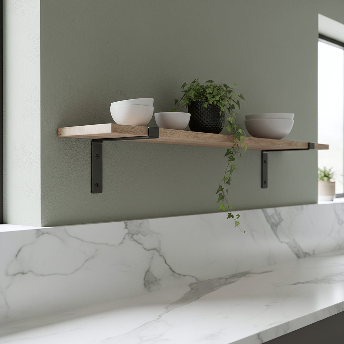 Mangohouten wandplank naturel 80 cm