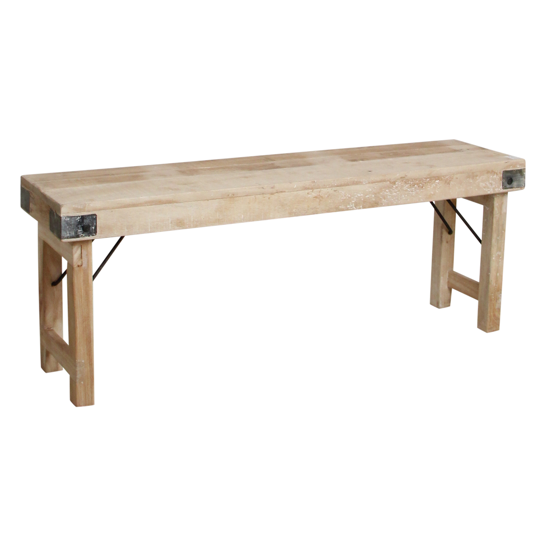 Limewash inklapbare eetkamerbank FSC-gerecycled hout 120-160 cm