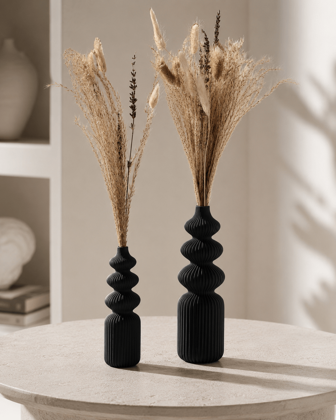 Scandi vaas geribbeld set van 2 15-20 cm