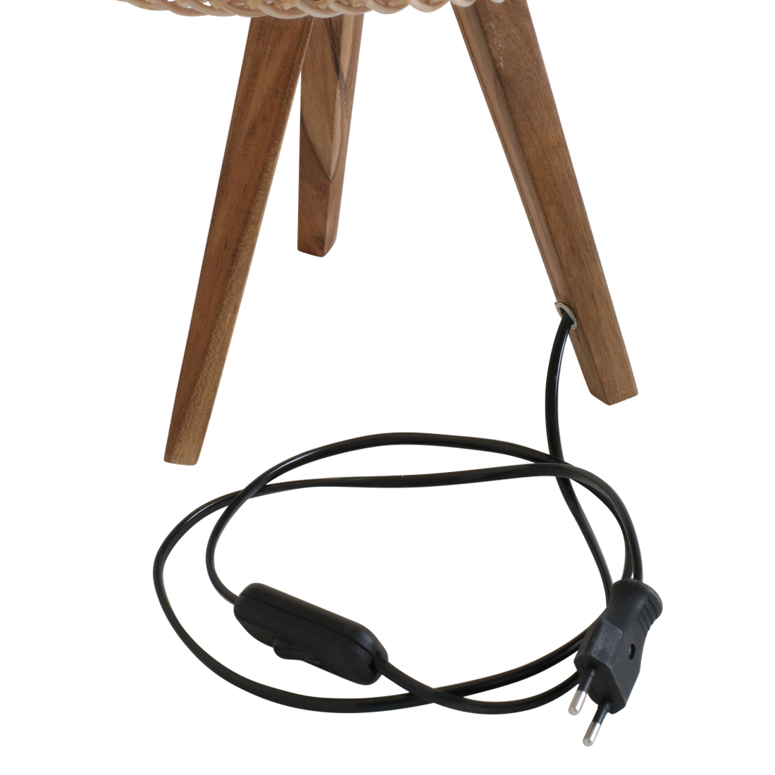 Maze rotan tafellamp op houten driepoot 42 cm hoog