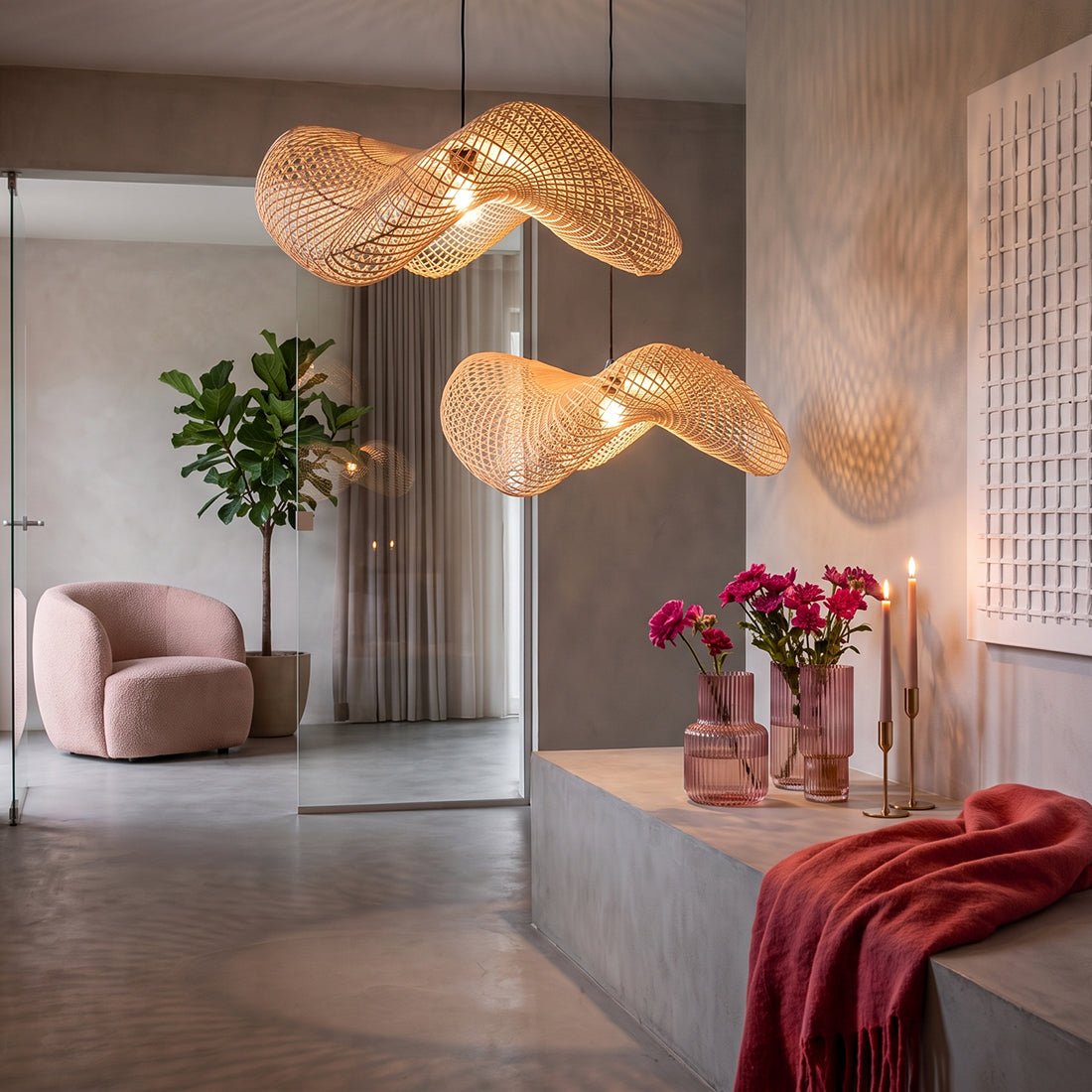 Wave rotan hanglamp naturel Ø71-115 cm
