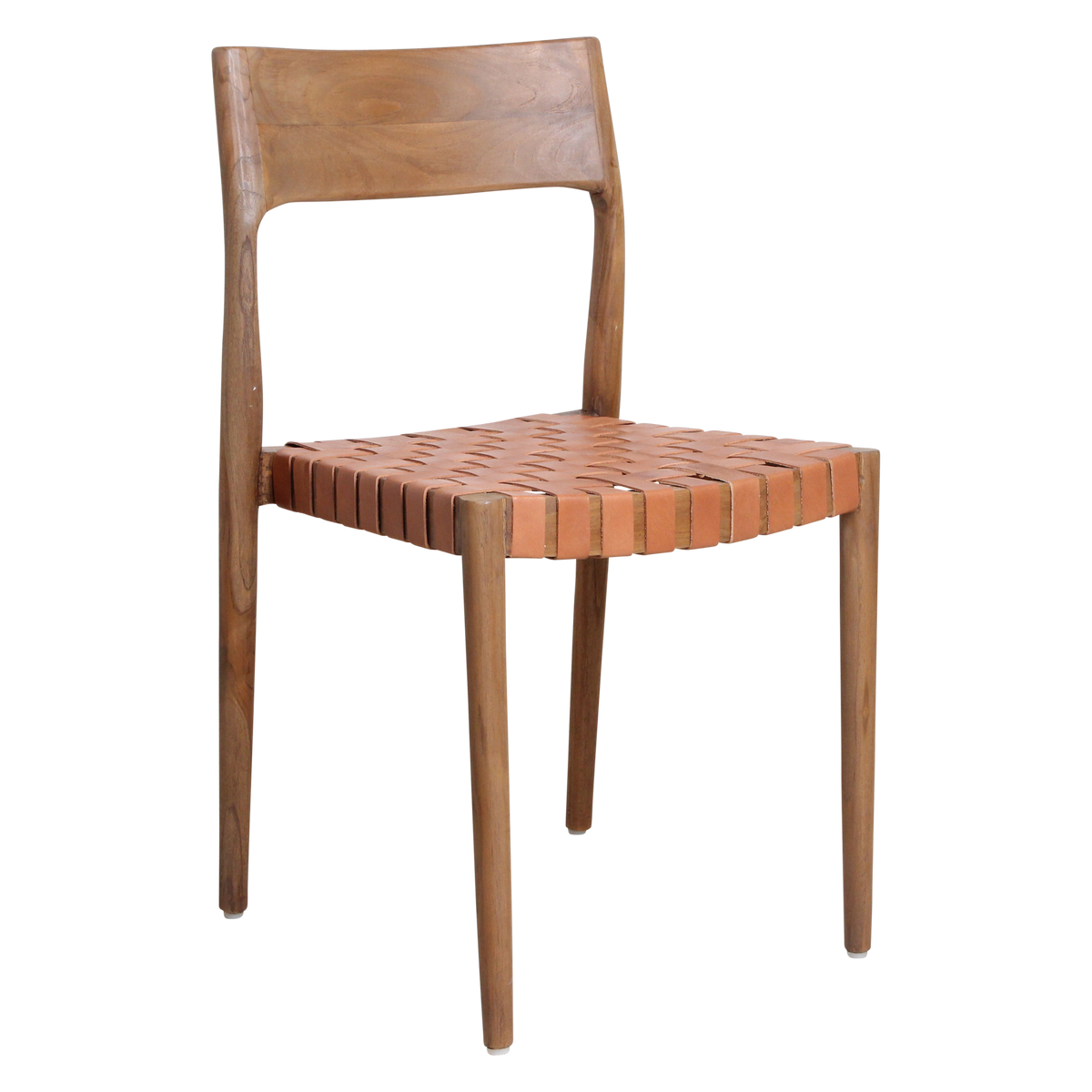 Freya teakhouten eetkamerstoel leer zithoogte 47 cm