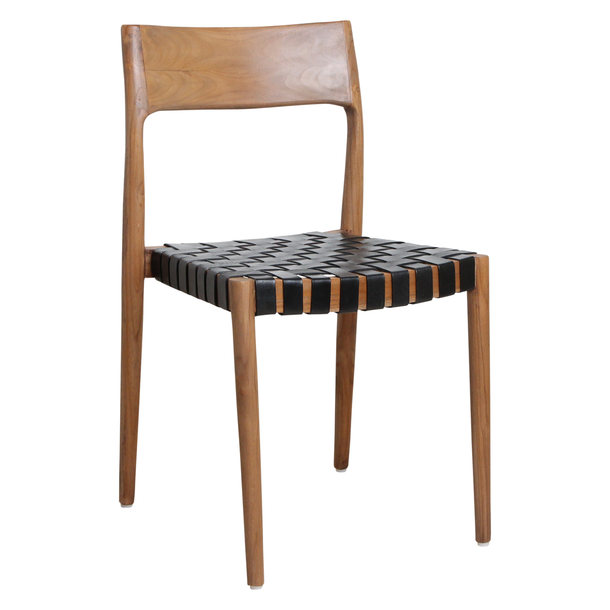 Freya teakhouten eetkamerstoel leer zithoogte 47 cm