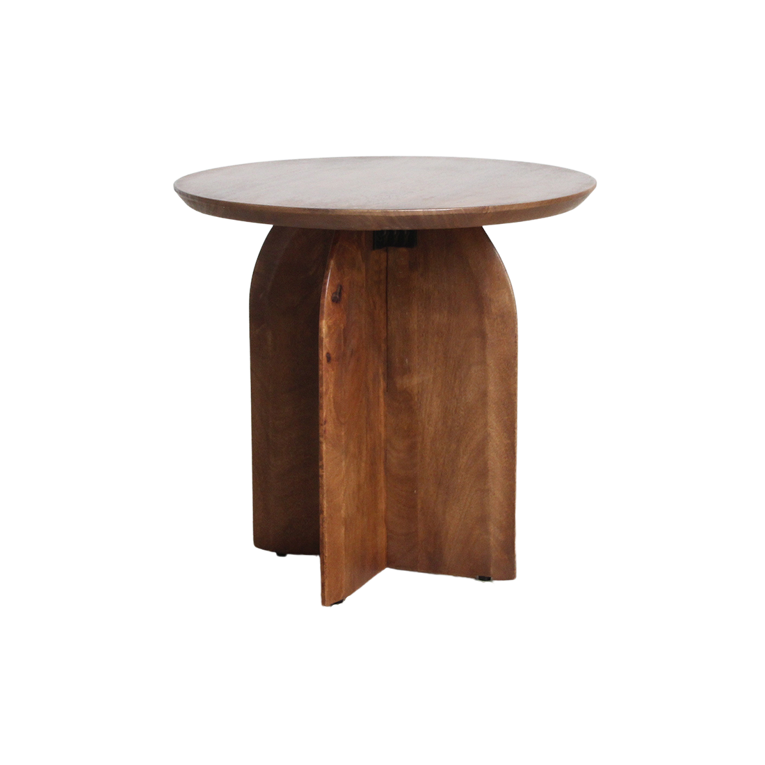 Bullnose mangohouten bijzettafel kruispoot Ø50-55 cm