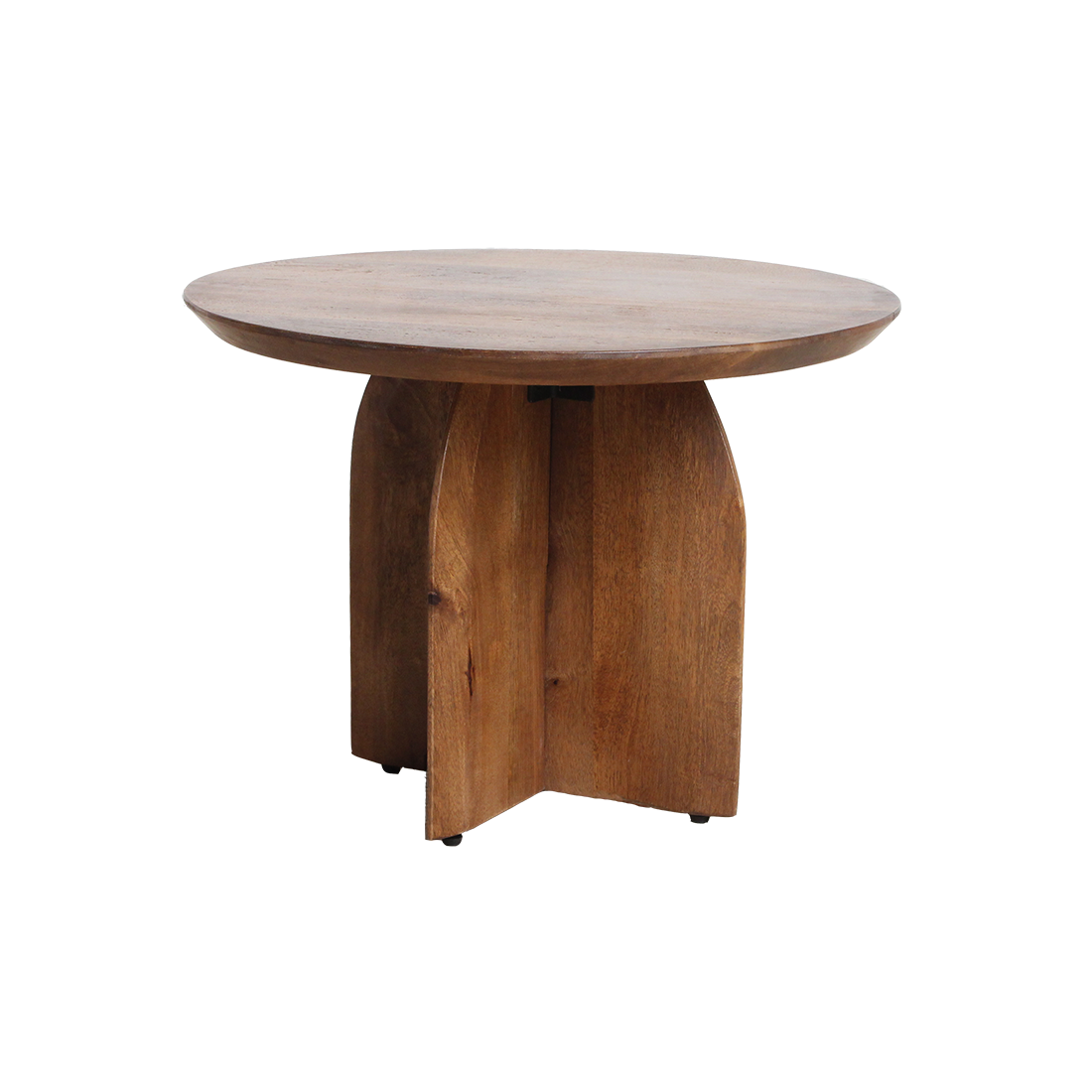 Bullnose mangohouten bijzettafel kruispoot Ø50-55 cm