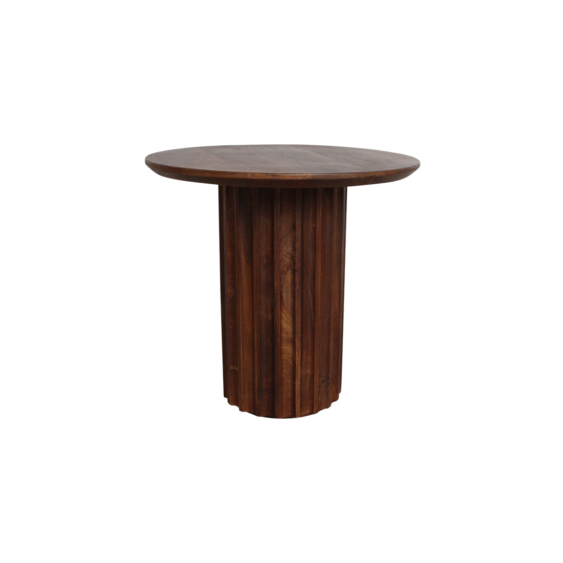 Bullnose mangohouten bijzettafel geribbelde poot Ø50-55 cm