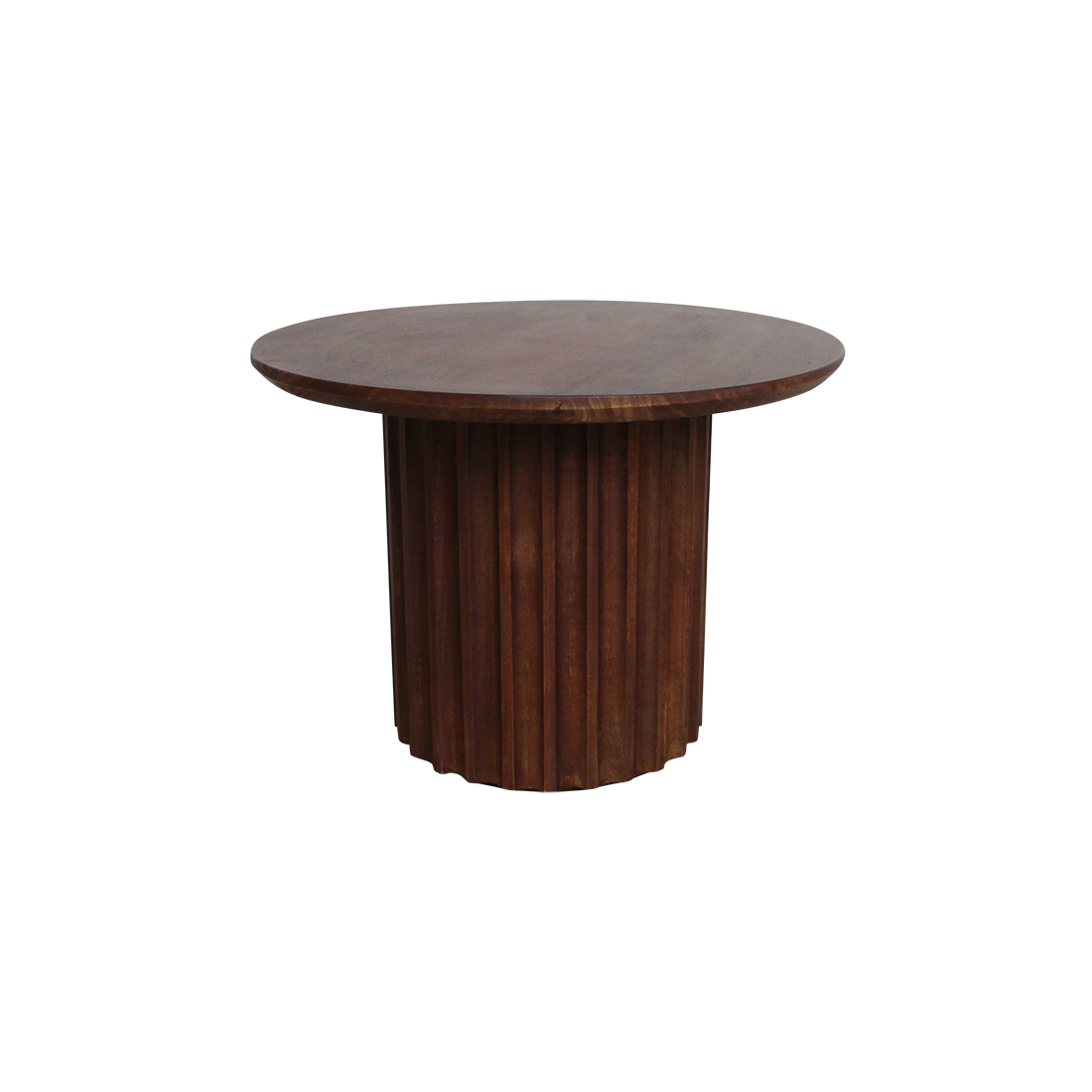 Bullnose mangohouten bijzettafel geribbelde poot Ø50-55 cm
