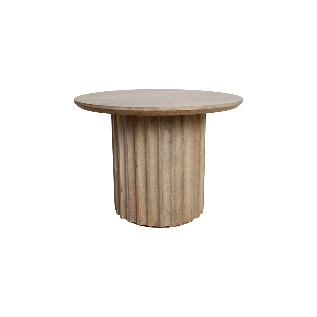 Bullnose mangohouten bijzettafel geribbelde poot Ø50-55 cm