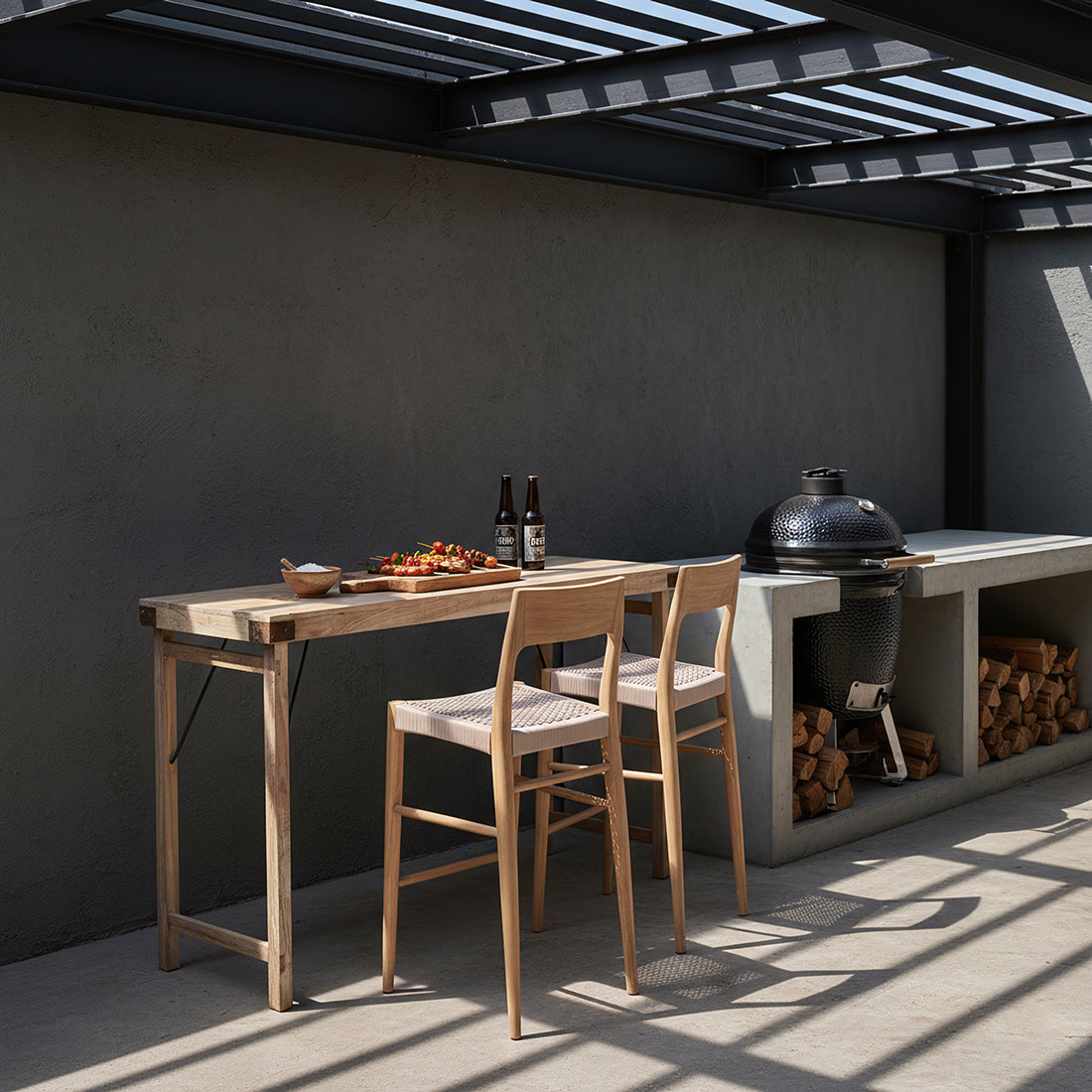 Limewash inklapbare bartafel FSC-gerecycled hout 170x60 cm