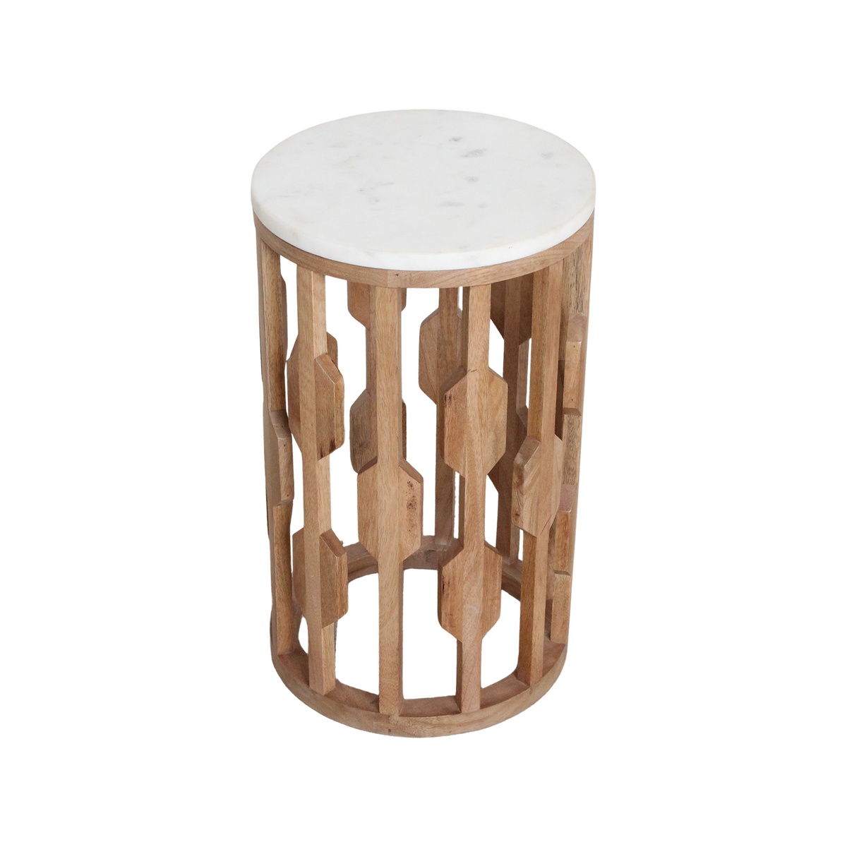 Atjeh marmeren bijzettafel wit Ø40 cm