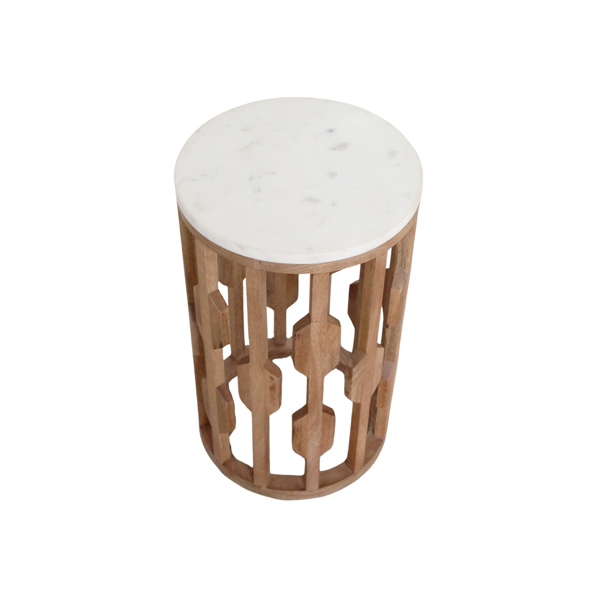 Atjeh marmeren bijzettafel wit Ø40 cm