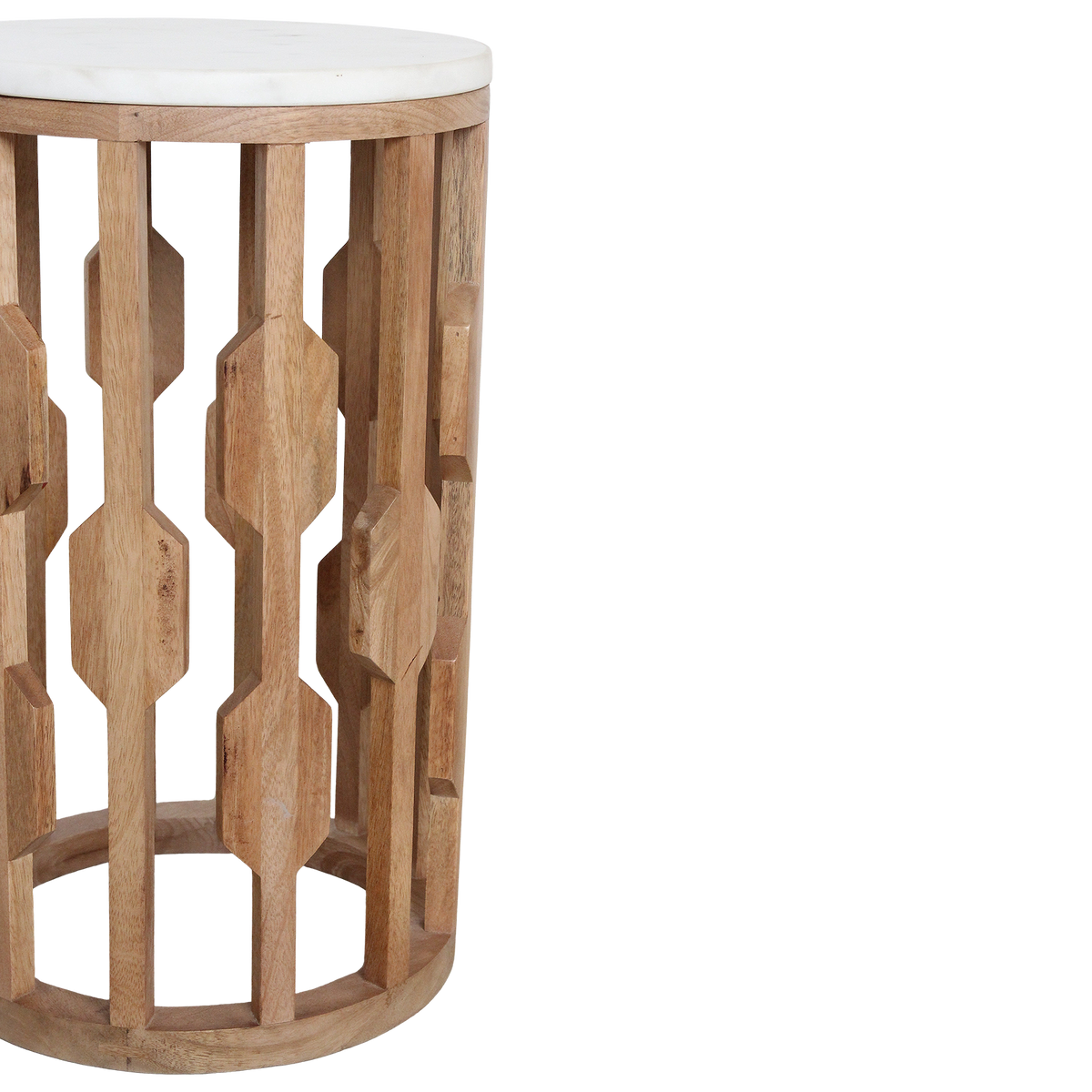 Atjeh marmeren bijzettafel wit Ø40 cm
