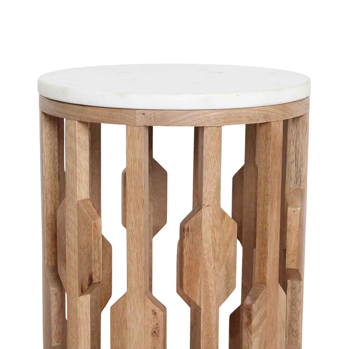 Atjeh marmeren bijzettafel wit Ø40 cm