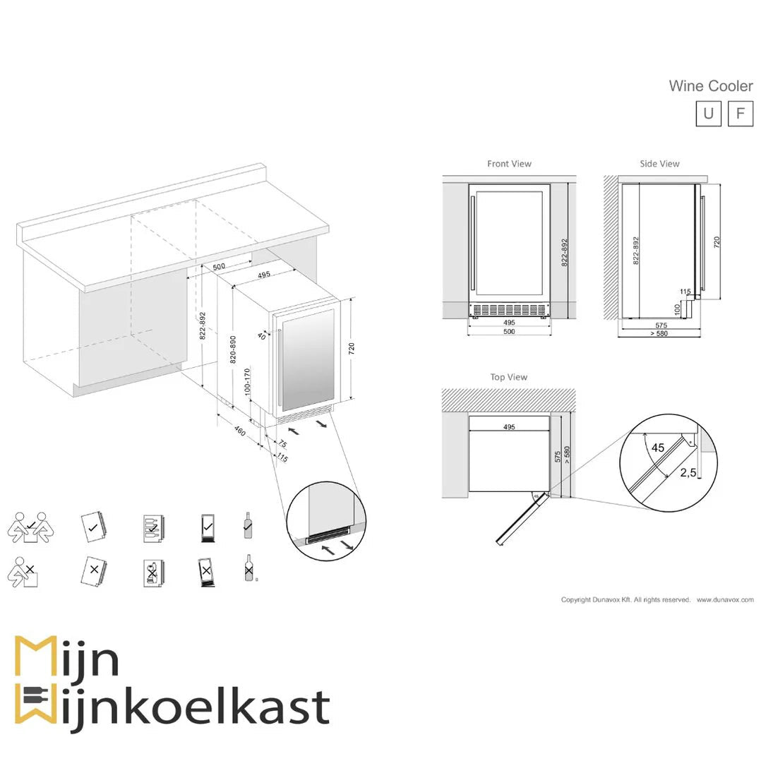De wijnklimaatkast combineert luxe, functionaliteit en verfijning in een compact ontwerp. Geschikt voor 38 flessen, zoals onderbouw als vrijstaand. In elke RAL kleur verkrijgbaar.