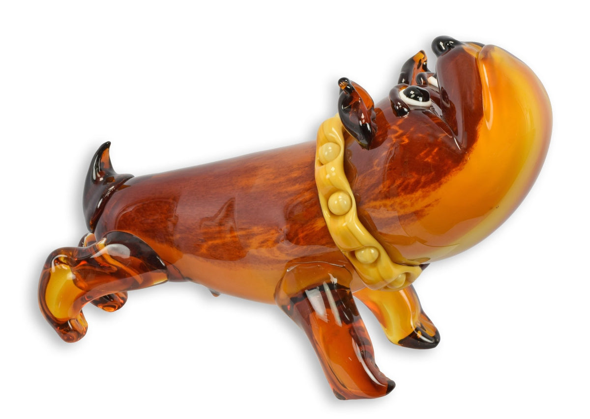 Engelse bulldog glazen beeld murano-stijl 40 cm lang