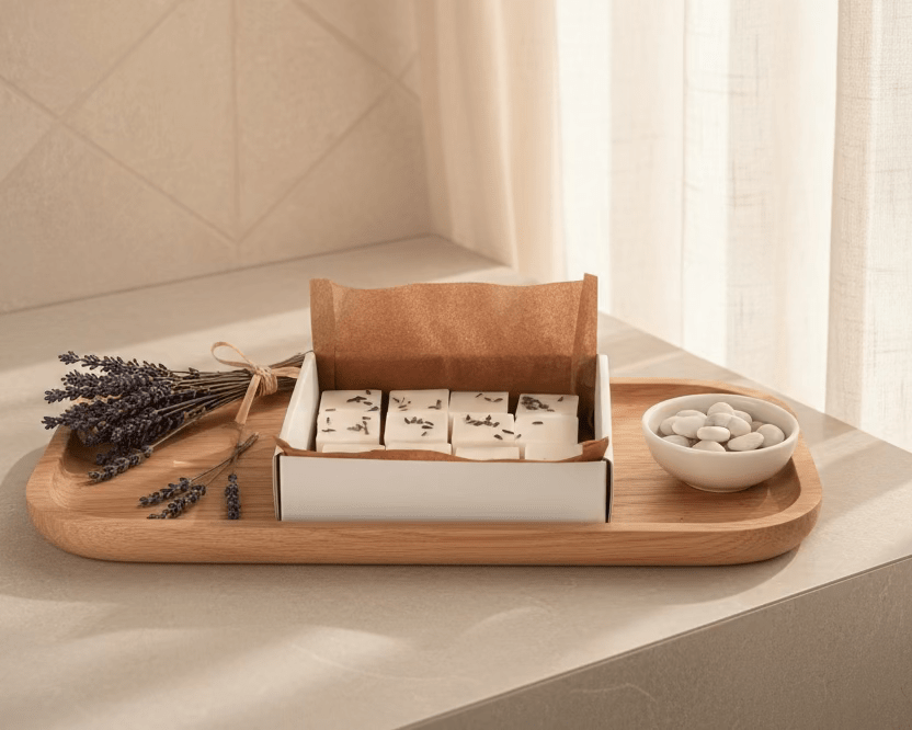 Lavendel Spa wax melts verrijkt met echte lavendelbloemetjes voor een natuurlijke uitstraling