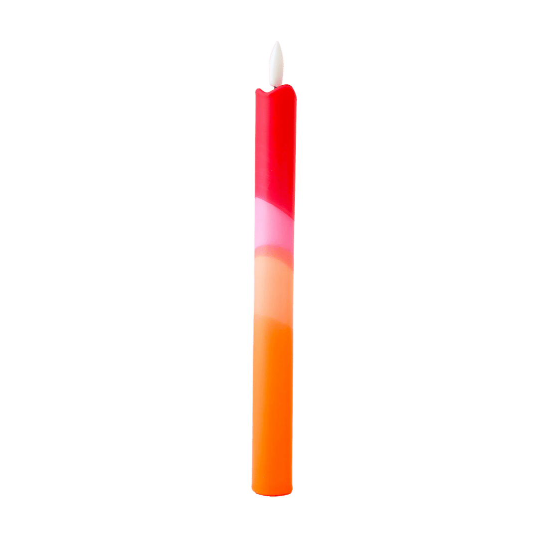 Krachtig kleurverloop van dieprood naar warm oranje, met een subtiele roze overgang met realistische vlam