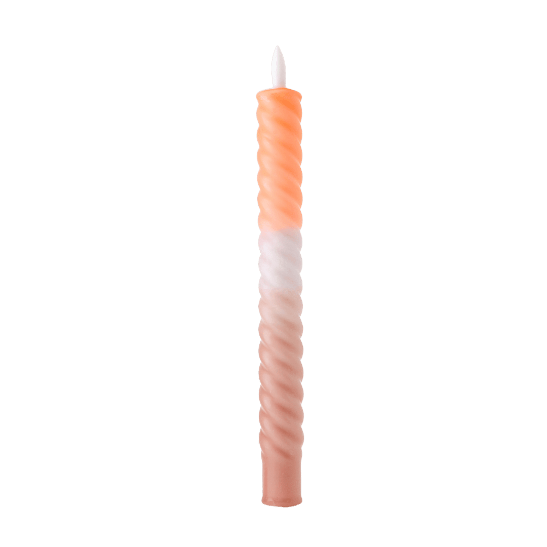 De elegante gedraaide vorm en het zachte kleurverloop van warm perzik, wit en nude zorgen voor een subtiele, stijlvolle uitstraling