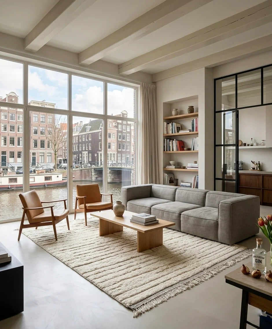 Najat wit vloerkleed pluizig geweven