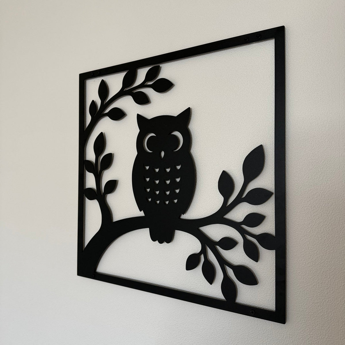 Owl stalen wanddecoratie 45x45 cm
