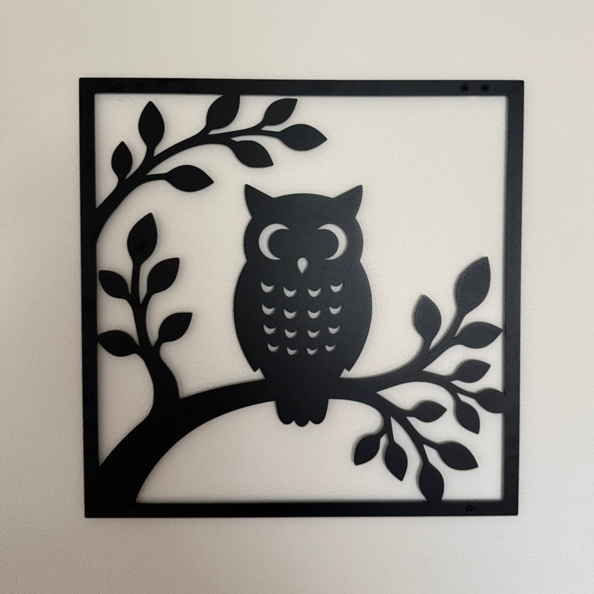 Owl stalen wanddecoratie 45x45 cm