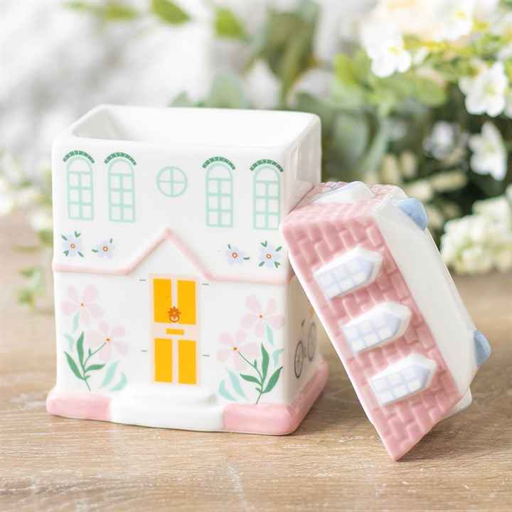 Pastelroze townhouse keramische oliebrander en wax melt burner