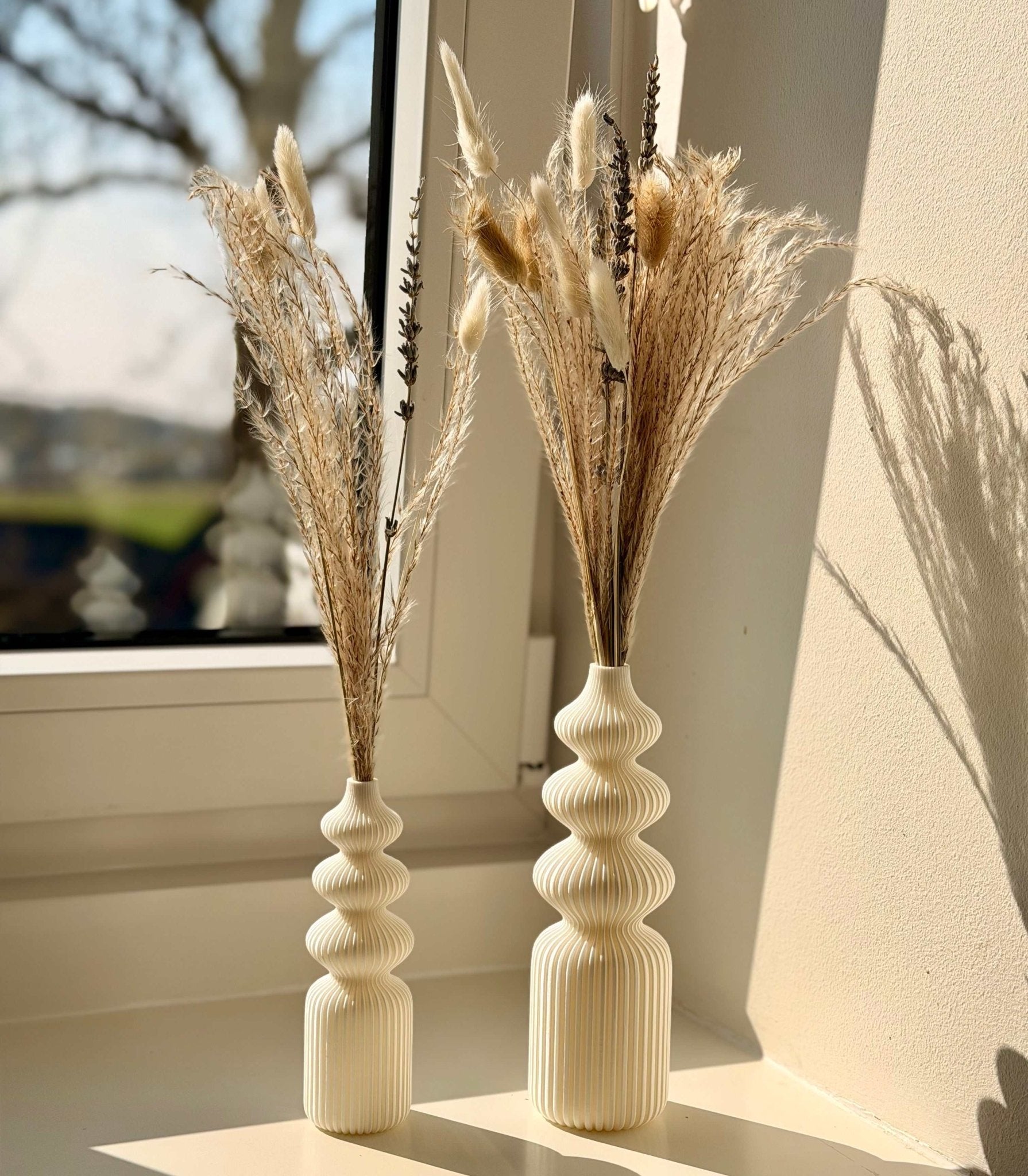 Ribbel vaas – 2x scandi pampas vazen