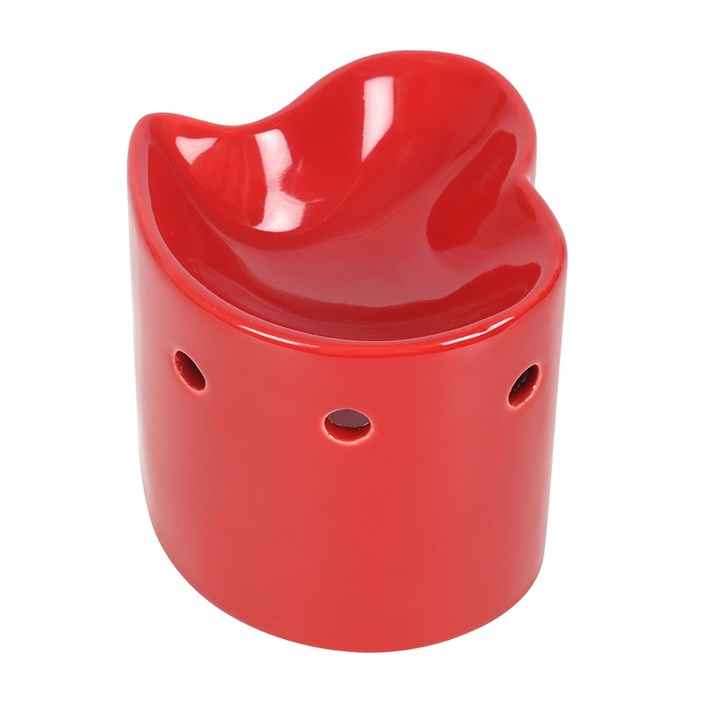 Rode Hart wax warmer met theelichtje onderin en ruimte voor wax melts of geurolie bovenin
